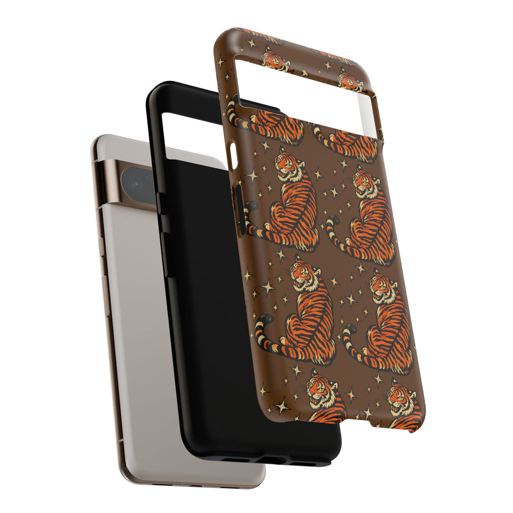Tiger Pattern Phone Case — Retro Brown Vintage Tiger Print Tough Case