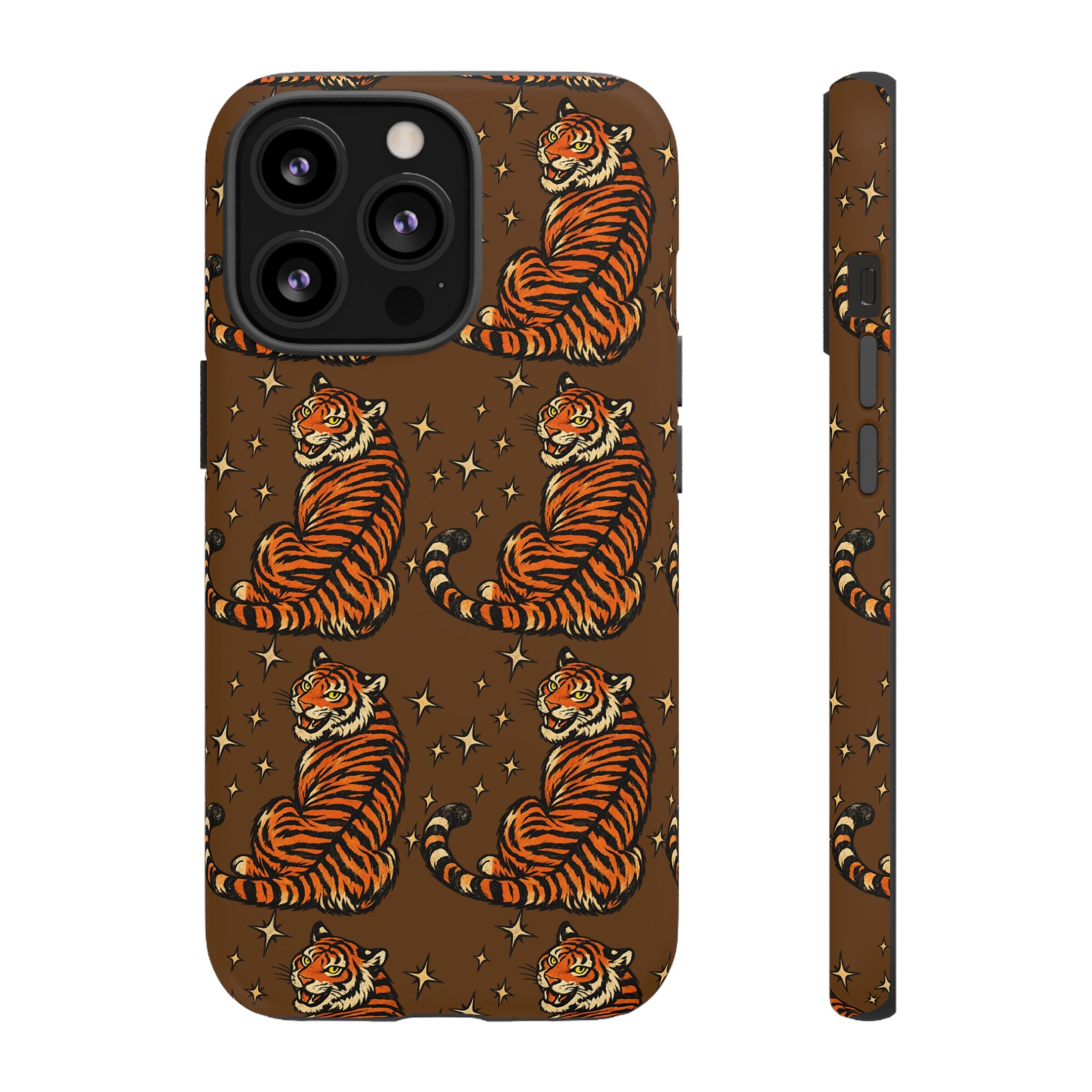Tiger Pattern Phone Case — Retro Brown Vintage Tiger Print Tough Case