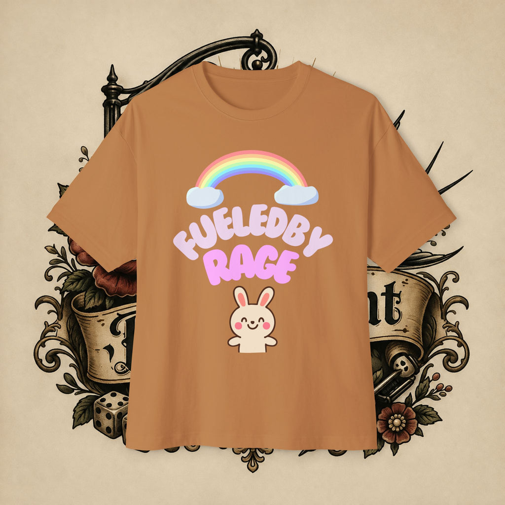 Fueled by Rage Tee | Cute Bunny Rainbow Illustration