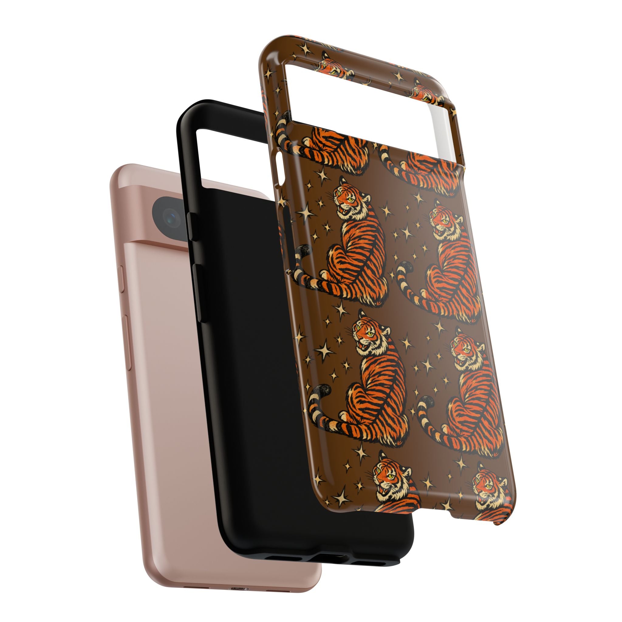 Tiger Pattern Phone Case — Retro Brown Vintage Tiger Print Tough Case