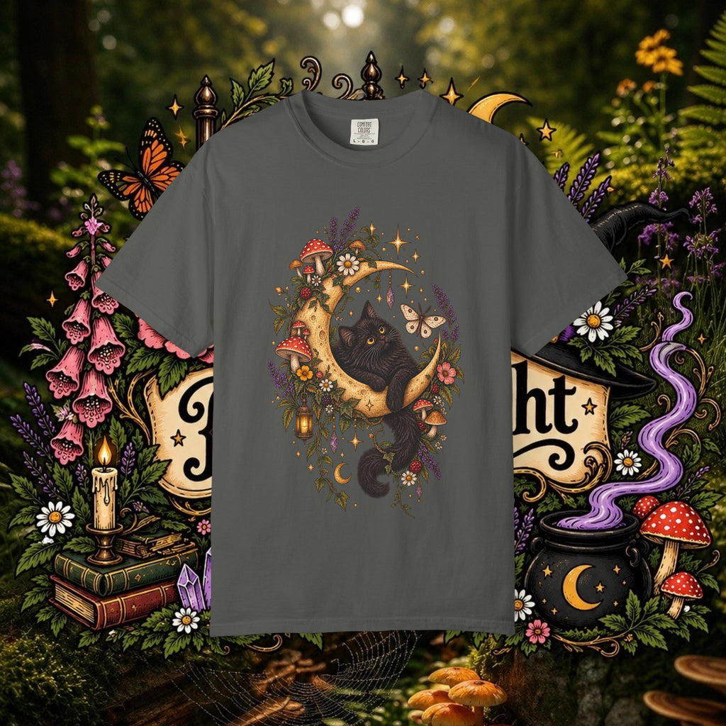 Moonlit Black Cat Oversized T-Shirt