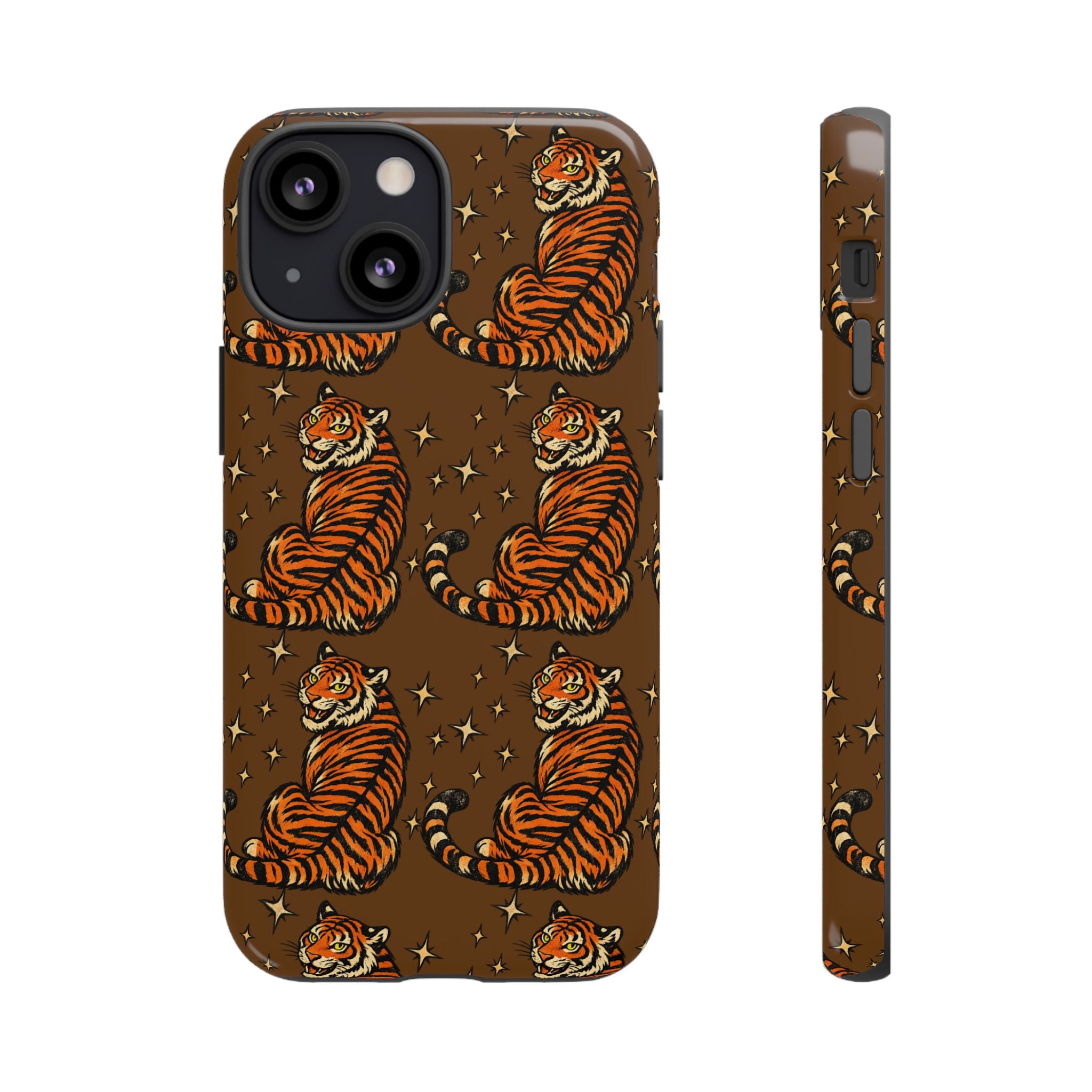 Tiger Pattern Phone Case — Retro Brown Vintage Tiger Print Tough Case