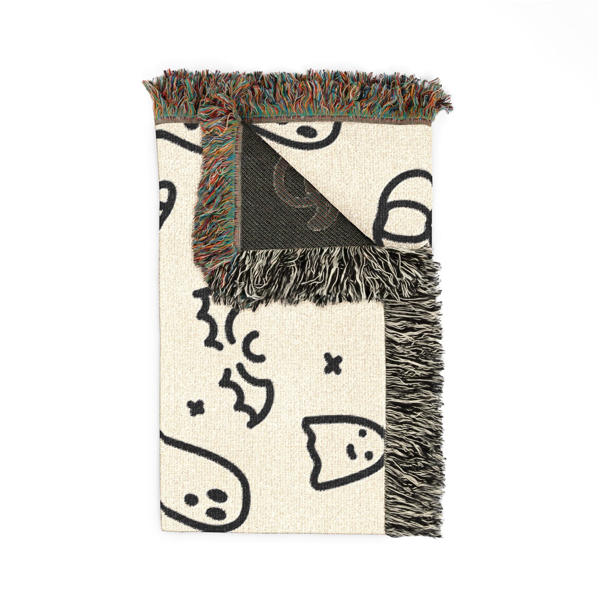 Halloween Doodle Ghosts & Pumpkins Woven Blanket — Cozy Spooky Throw for Fall Decor
