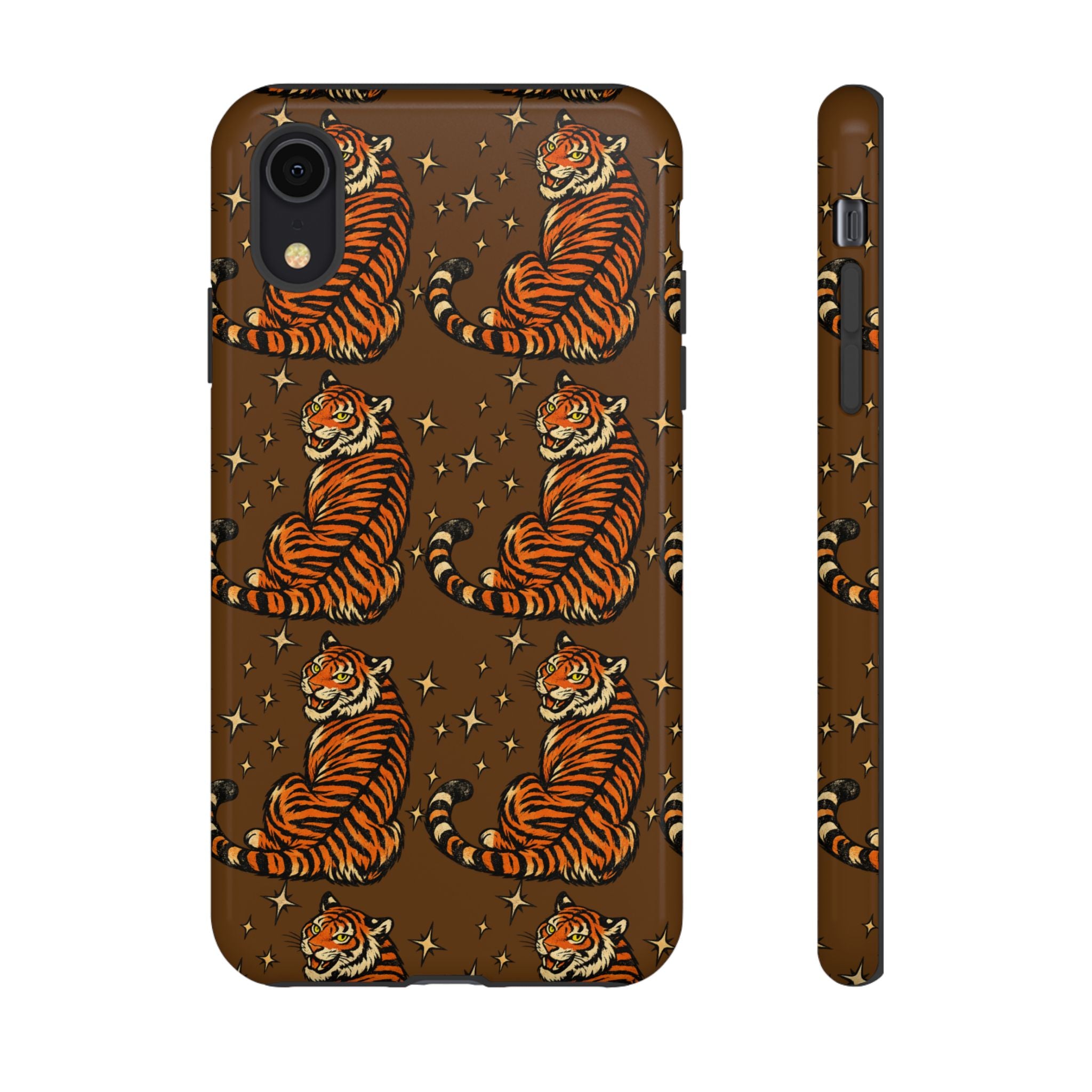 Tiger Pattern Phone Case — Retro Brown Vintage Tiger Print Tough Case