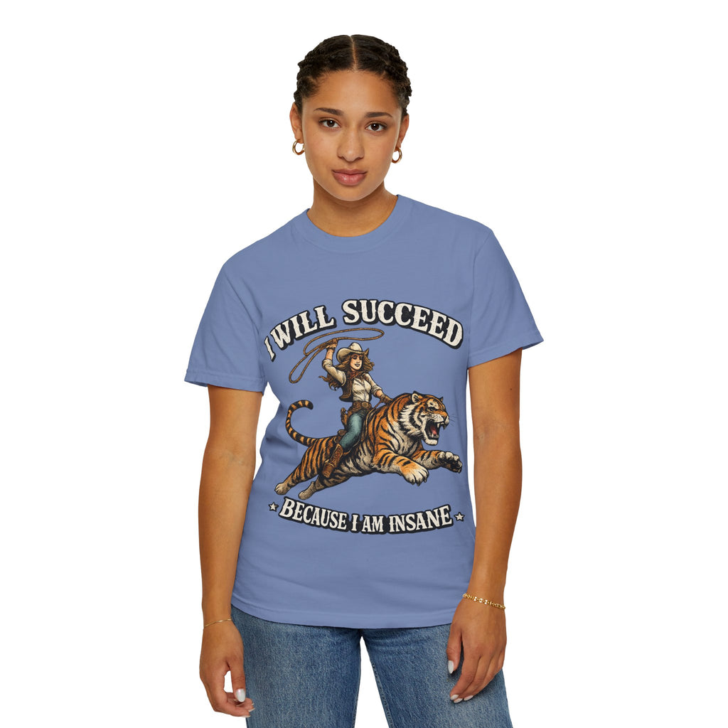 I Will Succeed Tiger T-Shirt — Bold Vintage Rider Graphic Tee