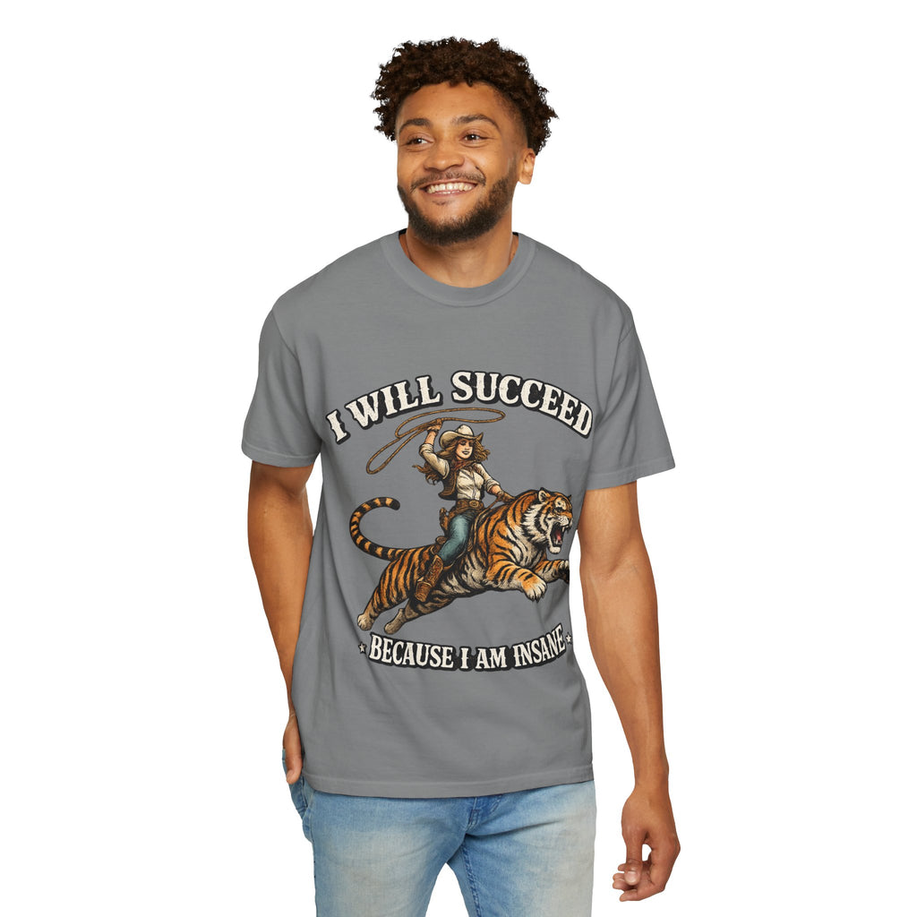 I Will Succeed Tiger T-Shirt — Bold Vintage Rider Graphic Tee