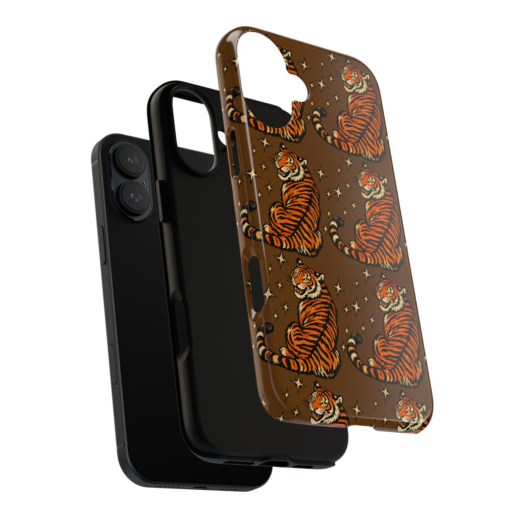 Tiger Pattern Phone Case — Retro Brown Vintage Tiger Print Tough Case