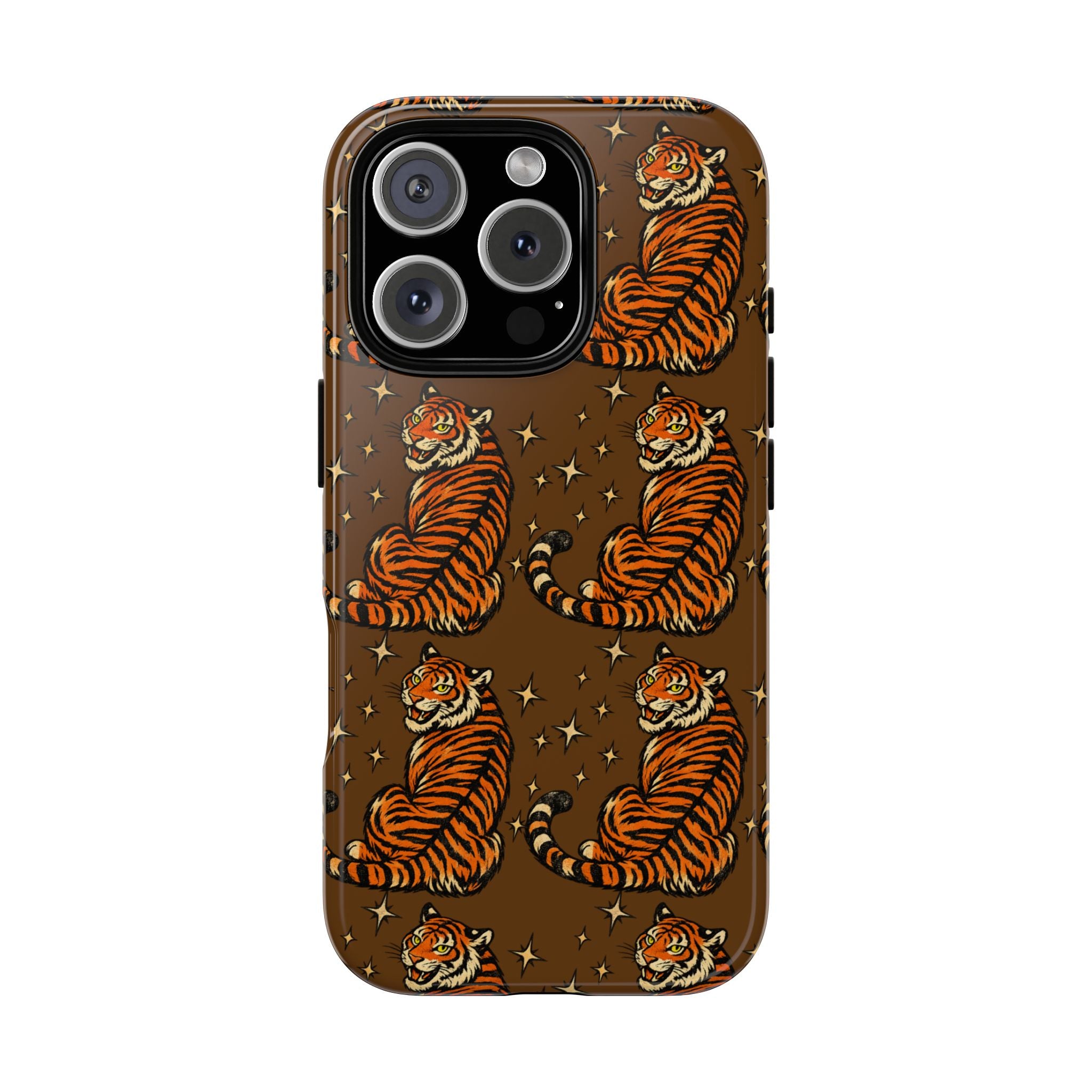 Tiger Pattern Phone Case — Retro Brown Vintage Tiger Print Tough Case
