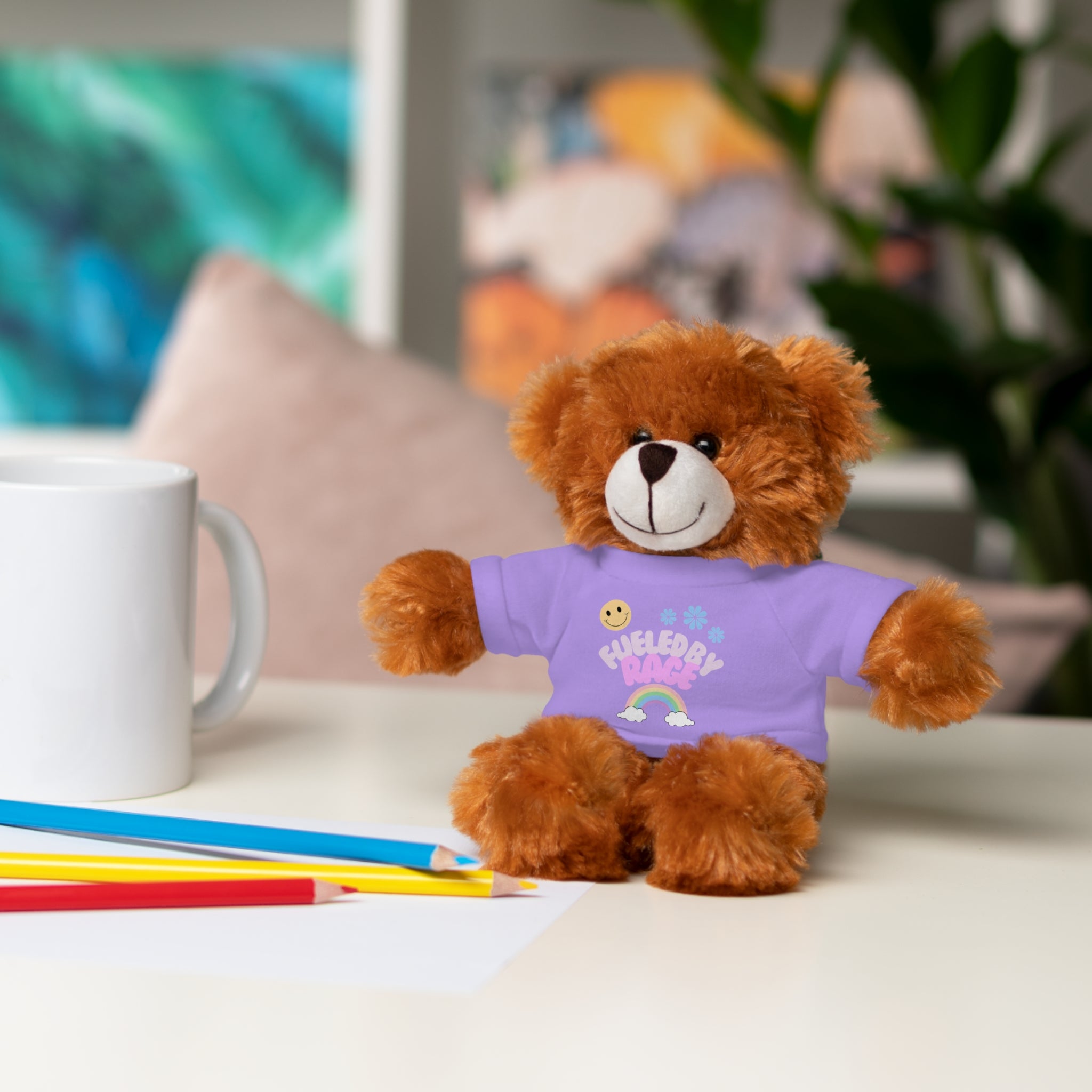 'Fueled by Rage' Teddy Bear Plush — 8" Stuffed Animal with Funny Tee