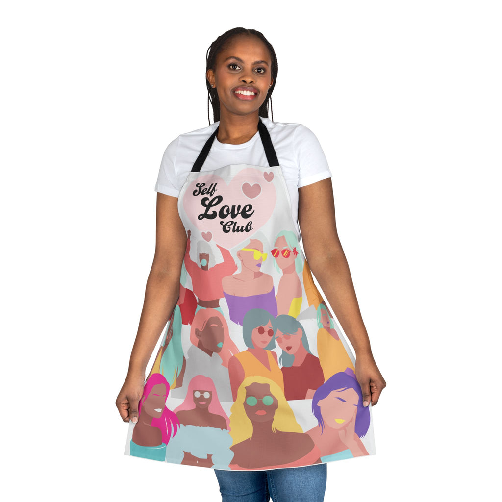 Self Love Club Apron — Colorful Feminine All-Over Print Kitchen Apron