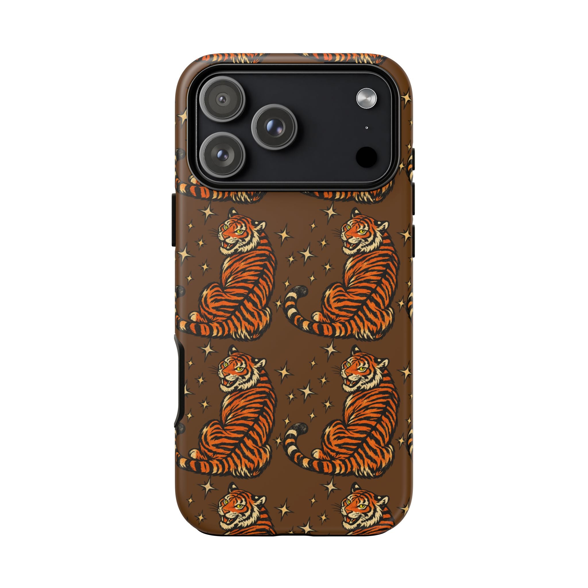 Tiger Pattern Phone Case — Retro Brown Vintage Tiger Print Tough Case