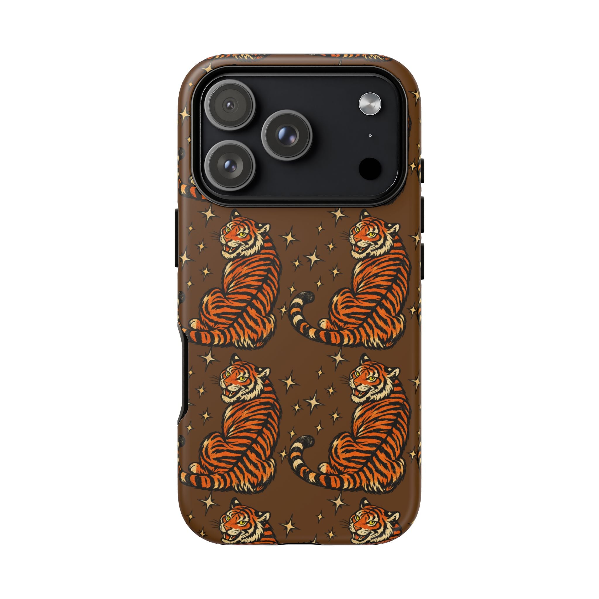 Tiger Pattern Phone Case — Retro Brown Vintage Tiger Print Tough Case