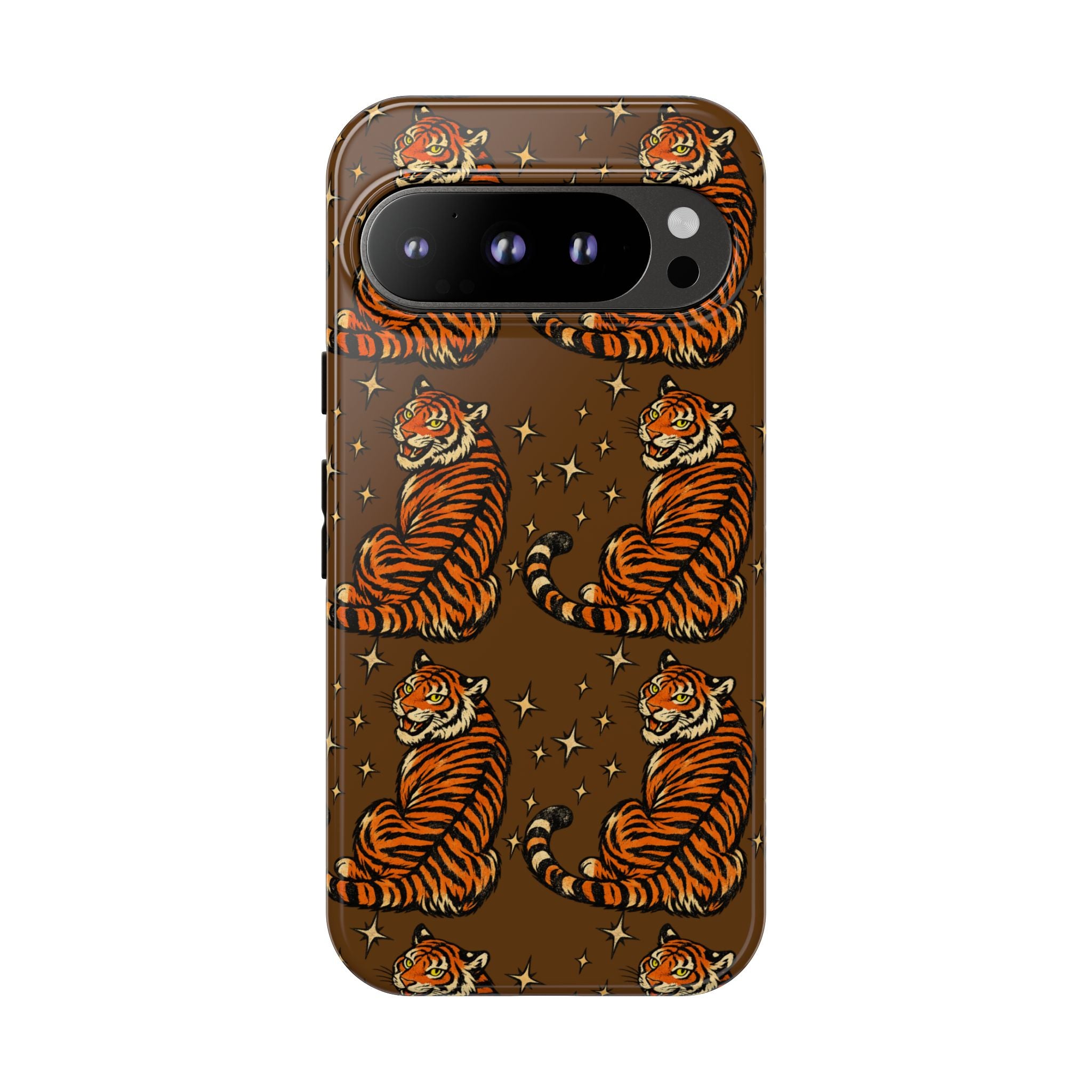 Tiger Pattern Phone Case — Retro Brown Vintage Tiger Print Tough Case