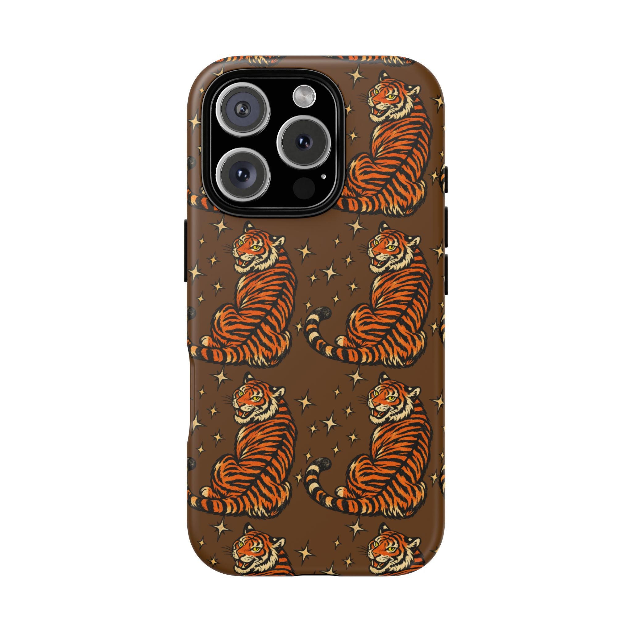 Tiger Pattern Phone Case — Retro Brown Vintage Tiger Print Tough Case
