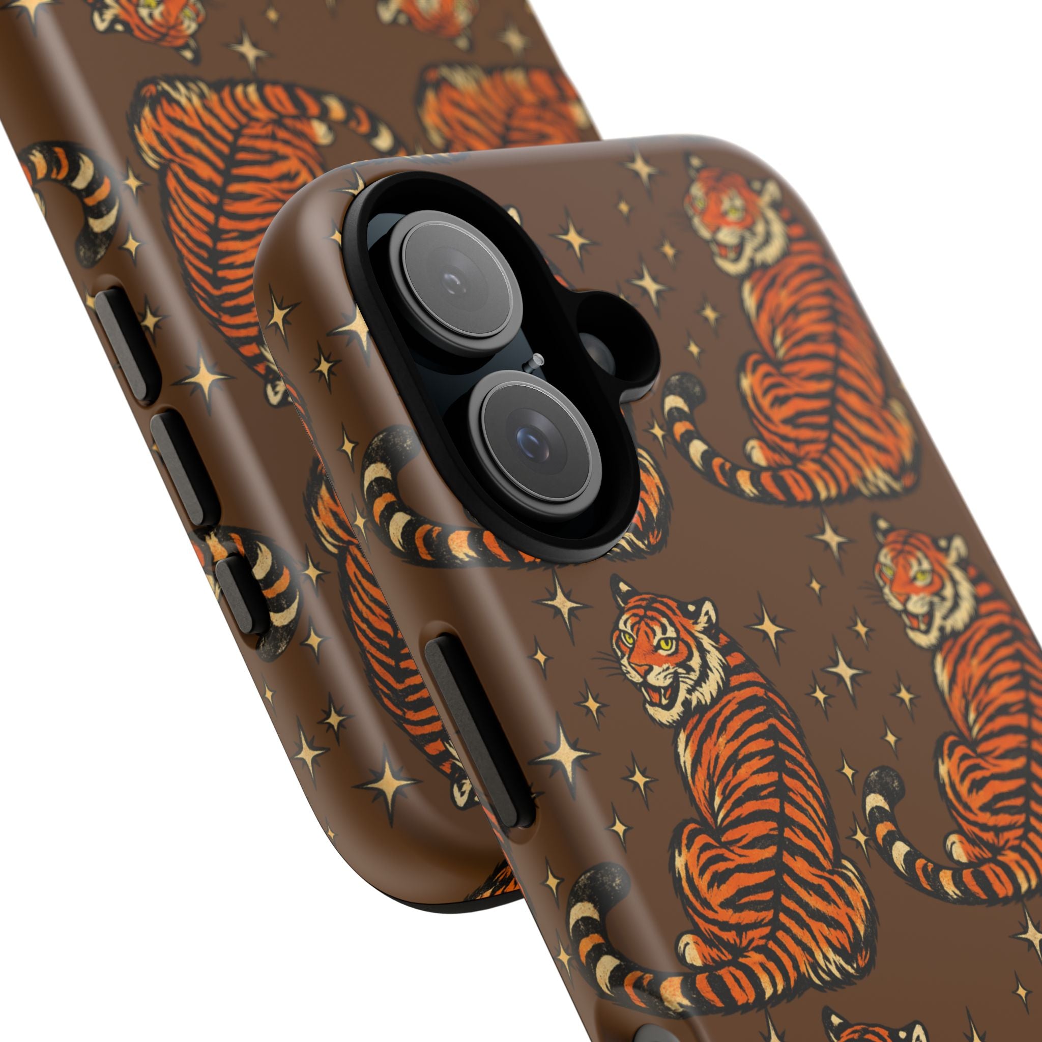 Tiger Pattern Phone Case — Retro Brown Vintage Tiger Print Tough Case