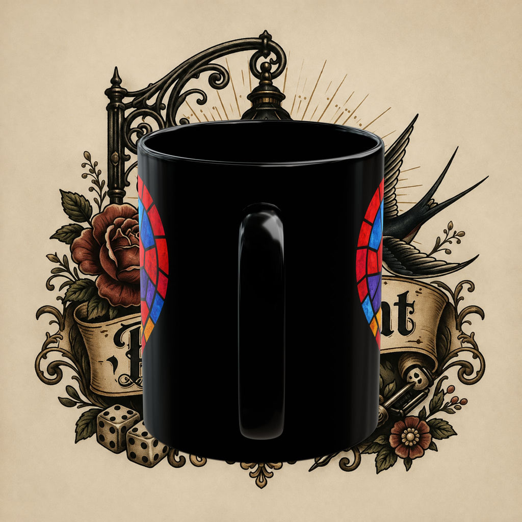 Black Mug — Stained Glass Heart "You Piss Me The F Off" Novelty Coffee Cup