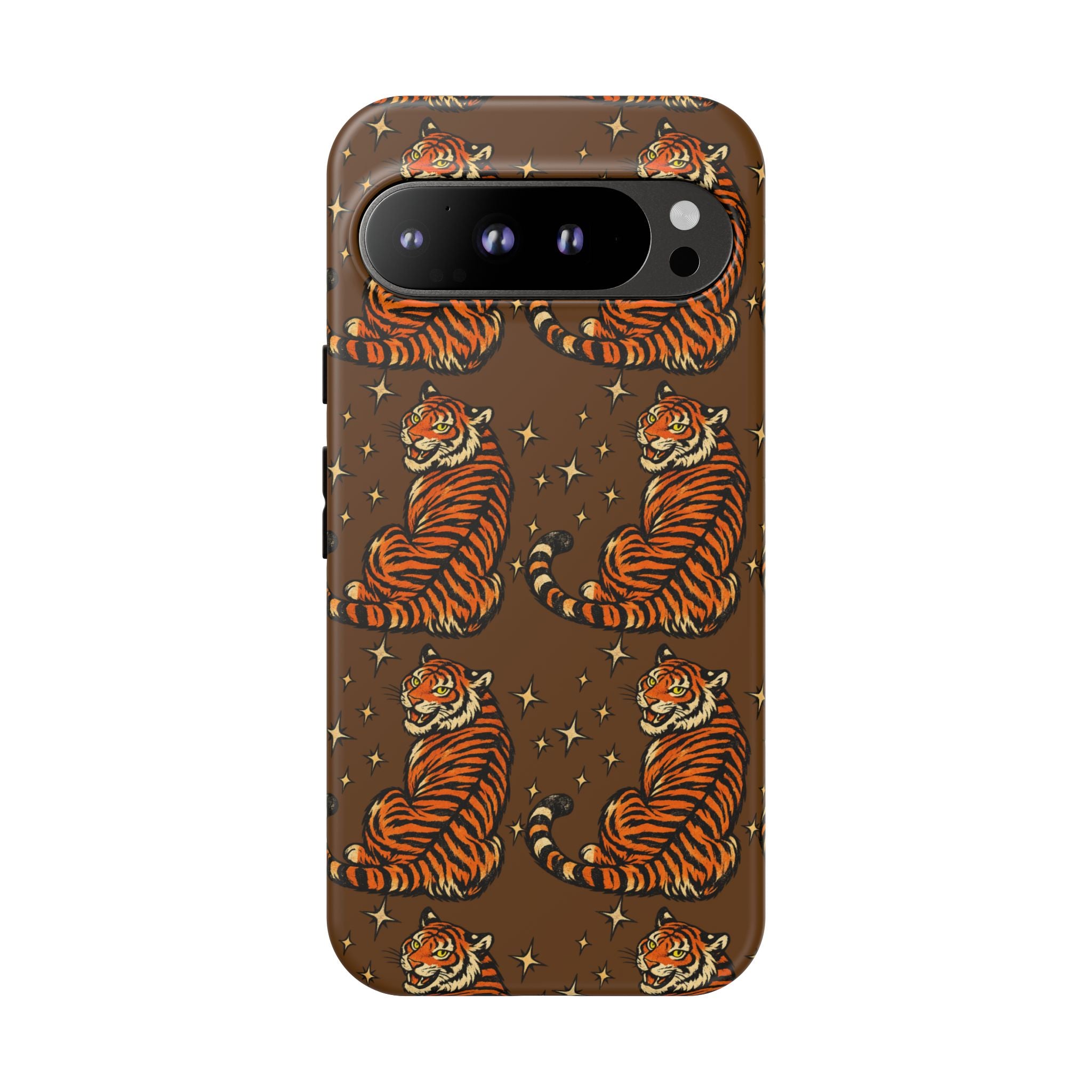 Tiger Pattern Phone Case — Retro Brown Vintage Tiger Print Tough Case