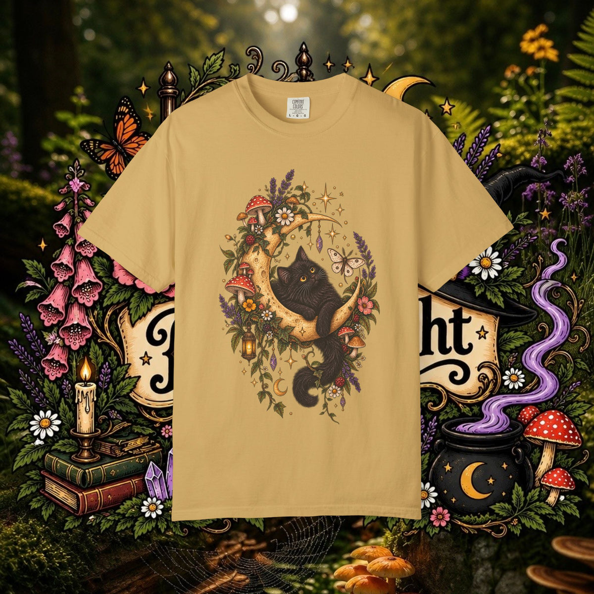 Moonlit Black Cat Oversized T-Shirt