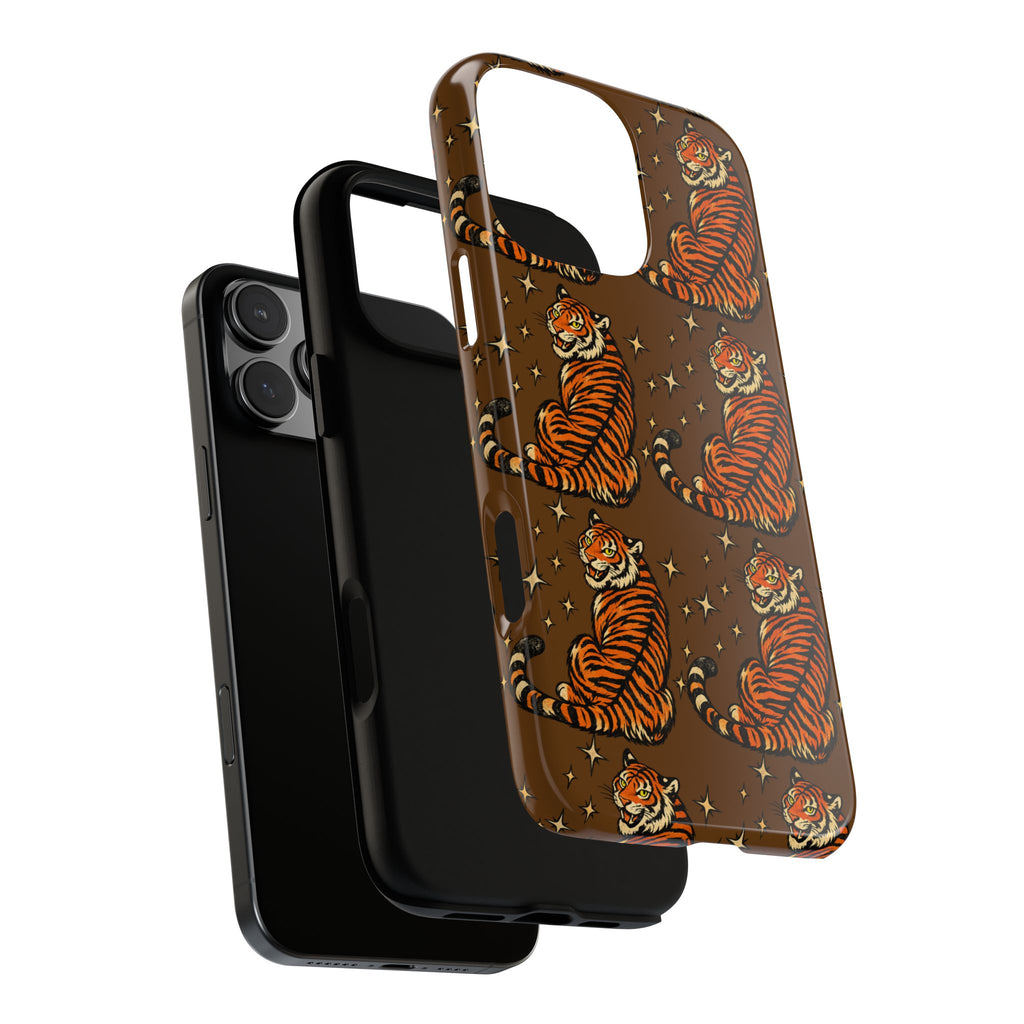 Tiger Pattern Phone Case — Retro Brown Vintage Tiger Print Tough Case