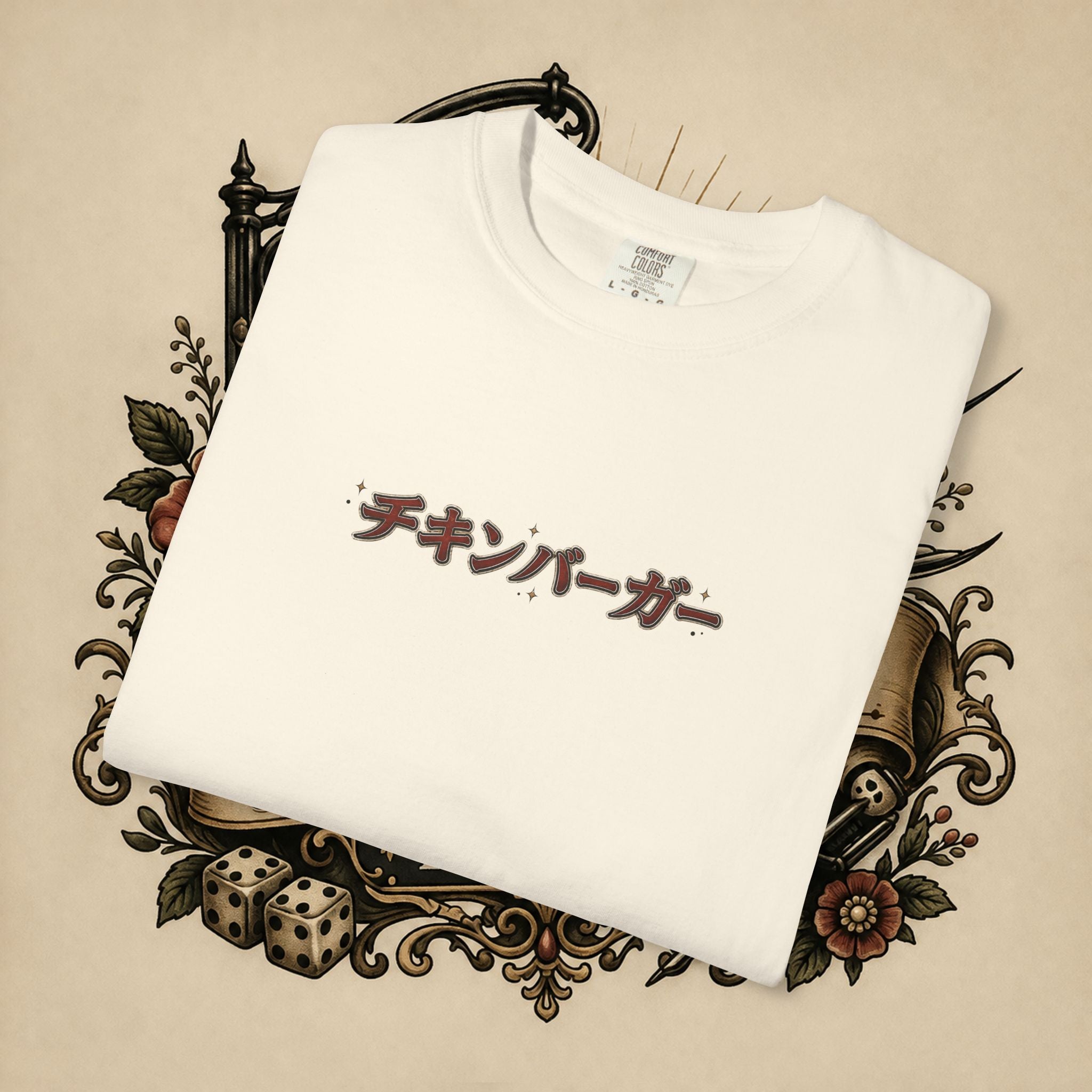 Japanese Text & Oni Mask T-shirt | Samurai Tattoo Back Print