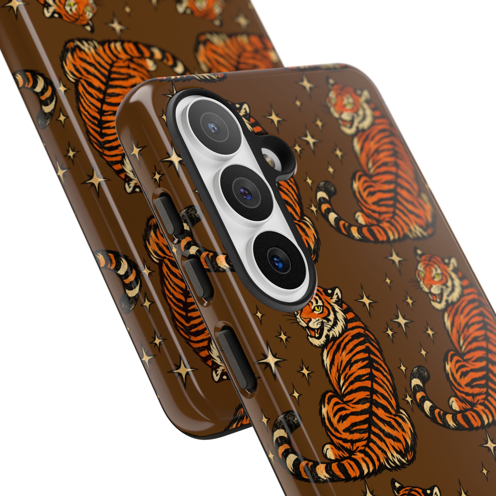 Tiger Pattern Phone Case — Retro Brown Vintage Tiger Print Tough Case