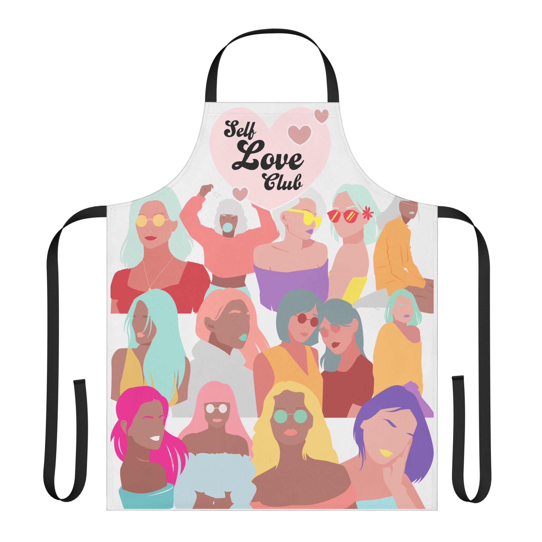Self Love Club Apron — Colorful Feminine All-Over Print Kitchen Apron