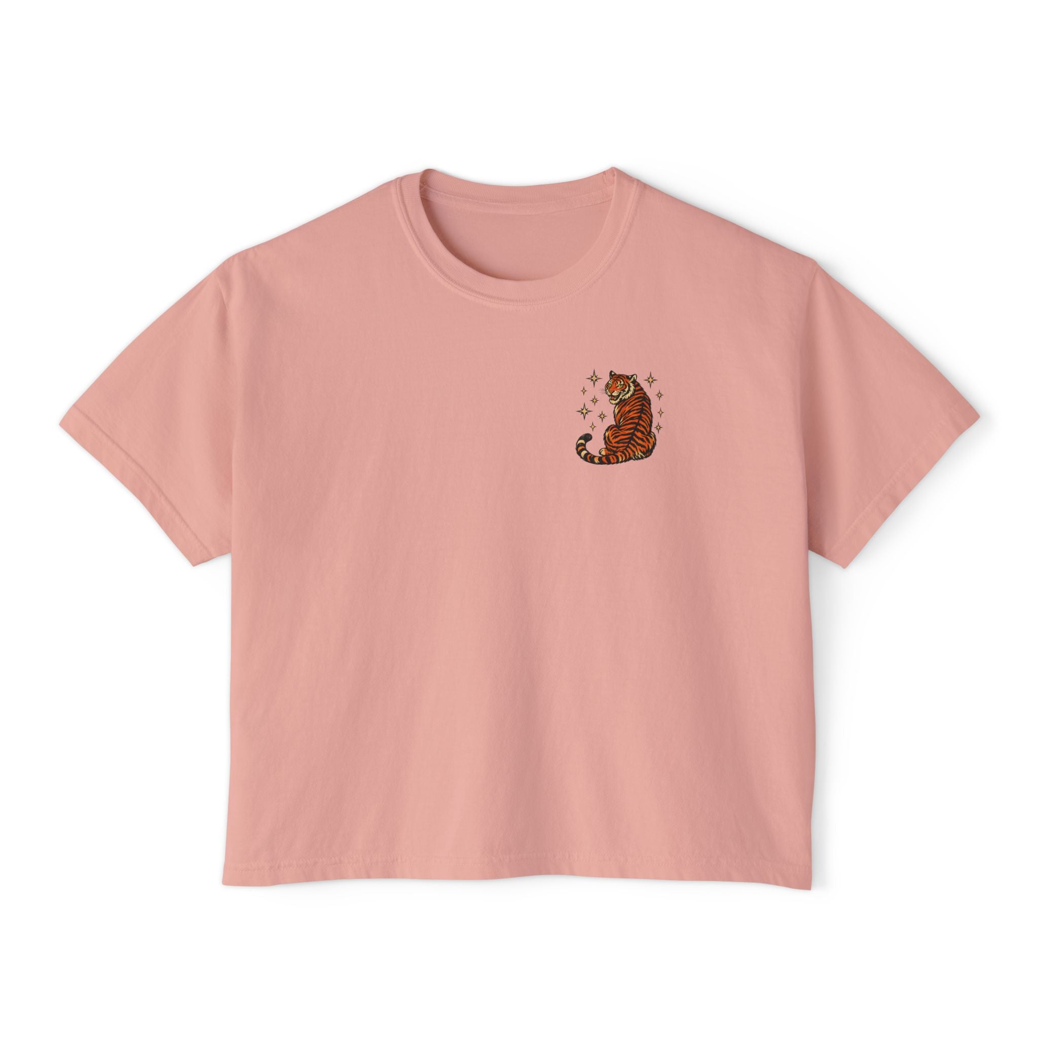 Women's Boxy Tee — Vintage Lantern & Cat Graphic T-Shirt