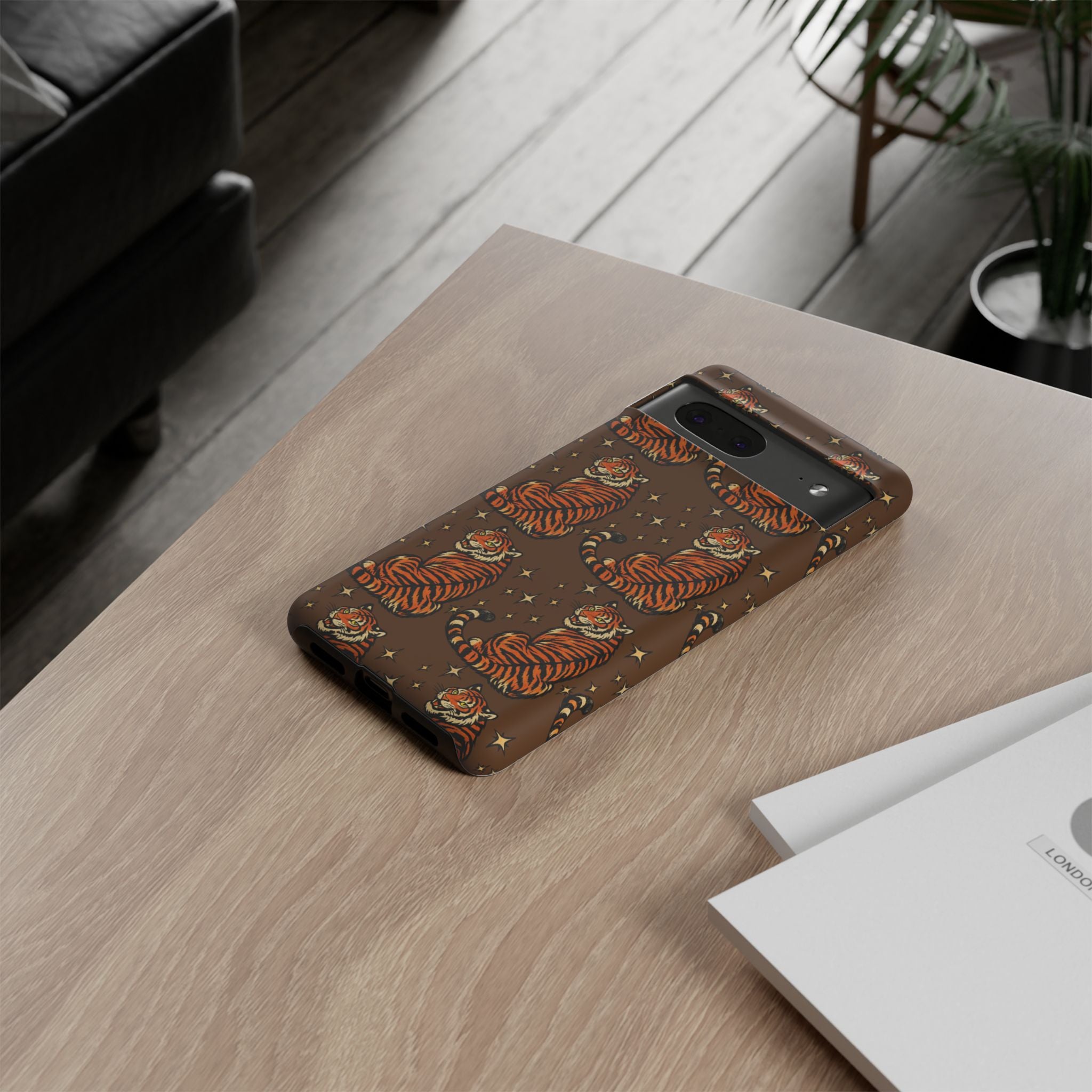 Tiger Pattern Phone Case — Retro Brown Vintage Tiger Print Tough Case