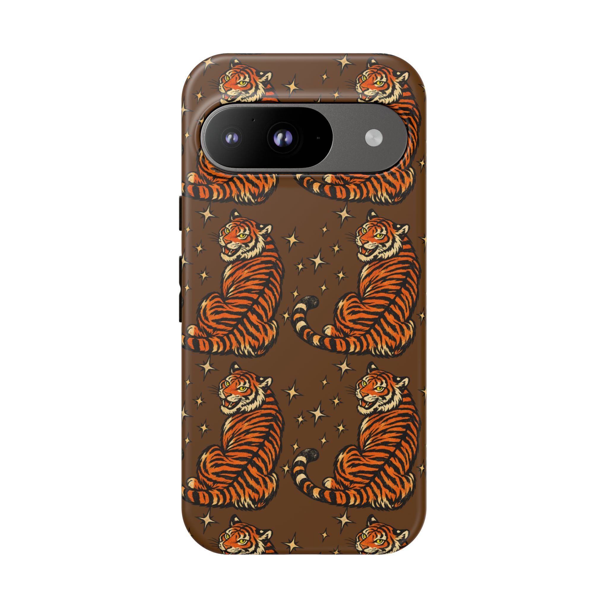 Tiger Pattern Phone Case — Retro Brown Vintage Tiger Print Tough Case