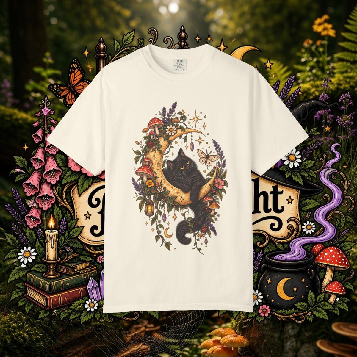 Moonlit Black Cat Oversized T-Shirt
