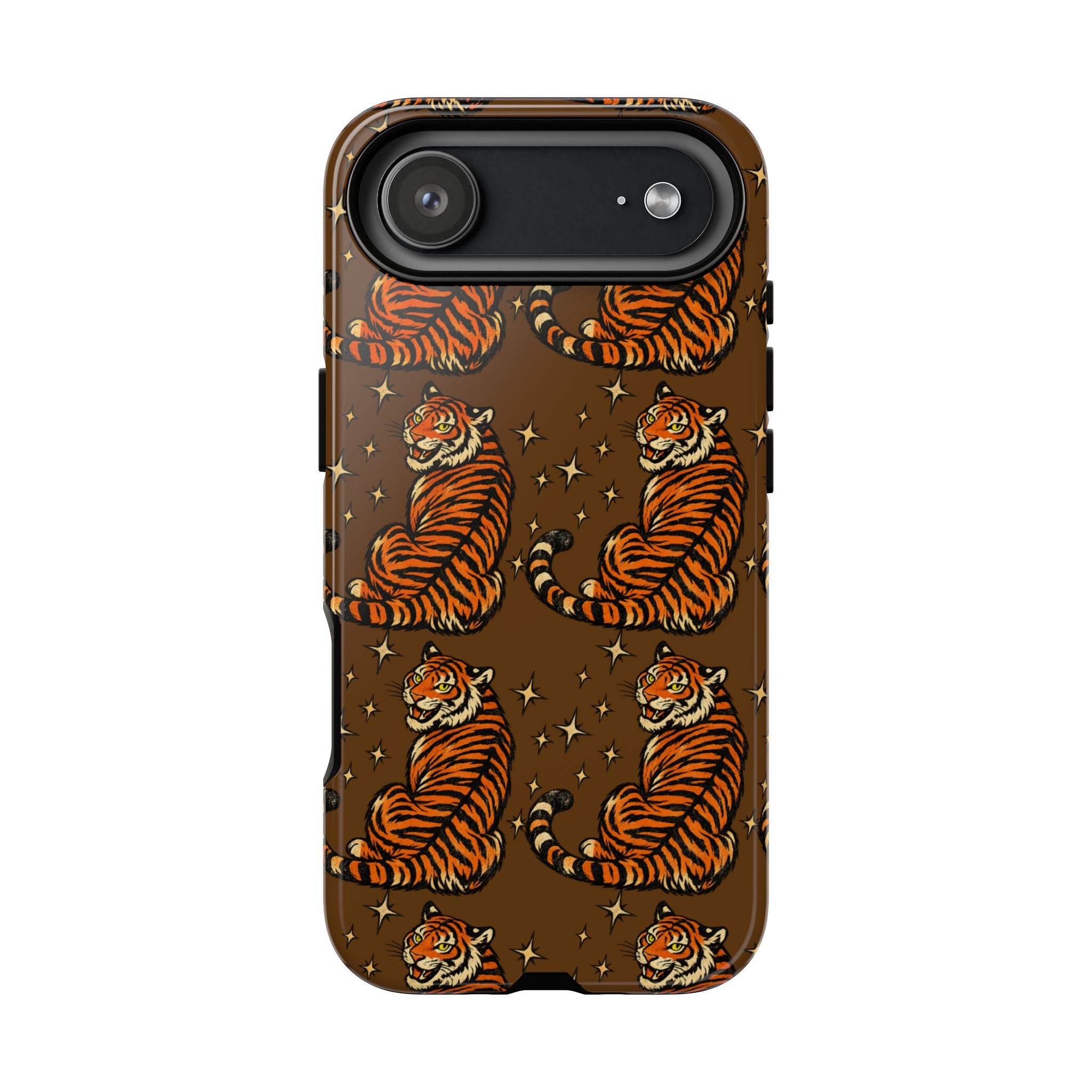 Tiger Pattern Phone Case — Retro Brown Vintage Tiger Print Tough Case
