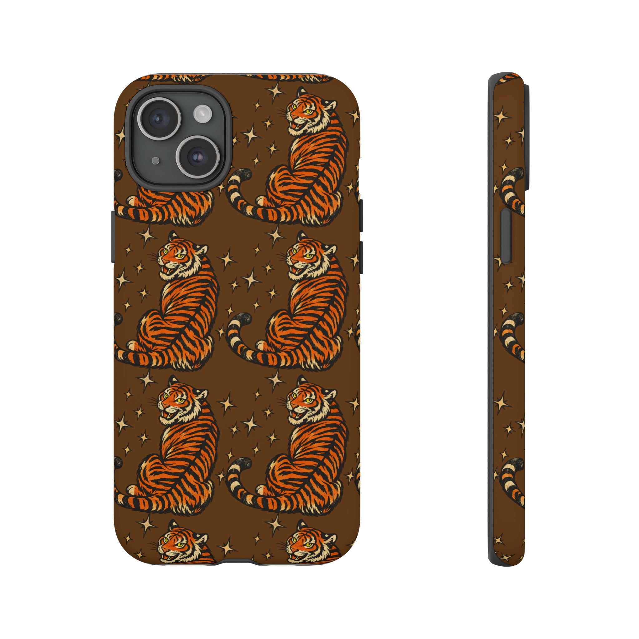 Tiger Pattern Phone Case — Retro Brown Vintage Tiger Print Tough Case
