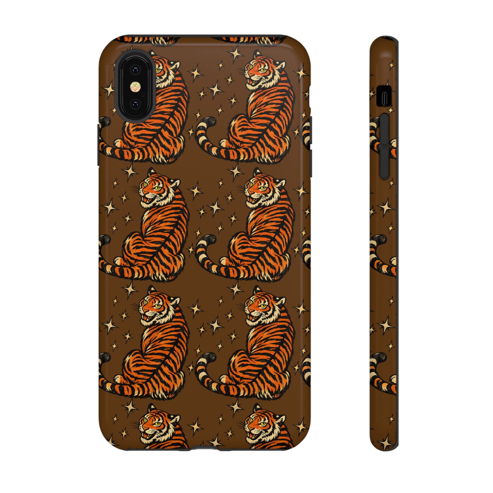 Tiger Pattern Phone Case — Retro Brown Vintage Tiger Print Tough Case