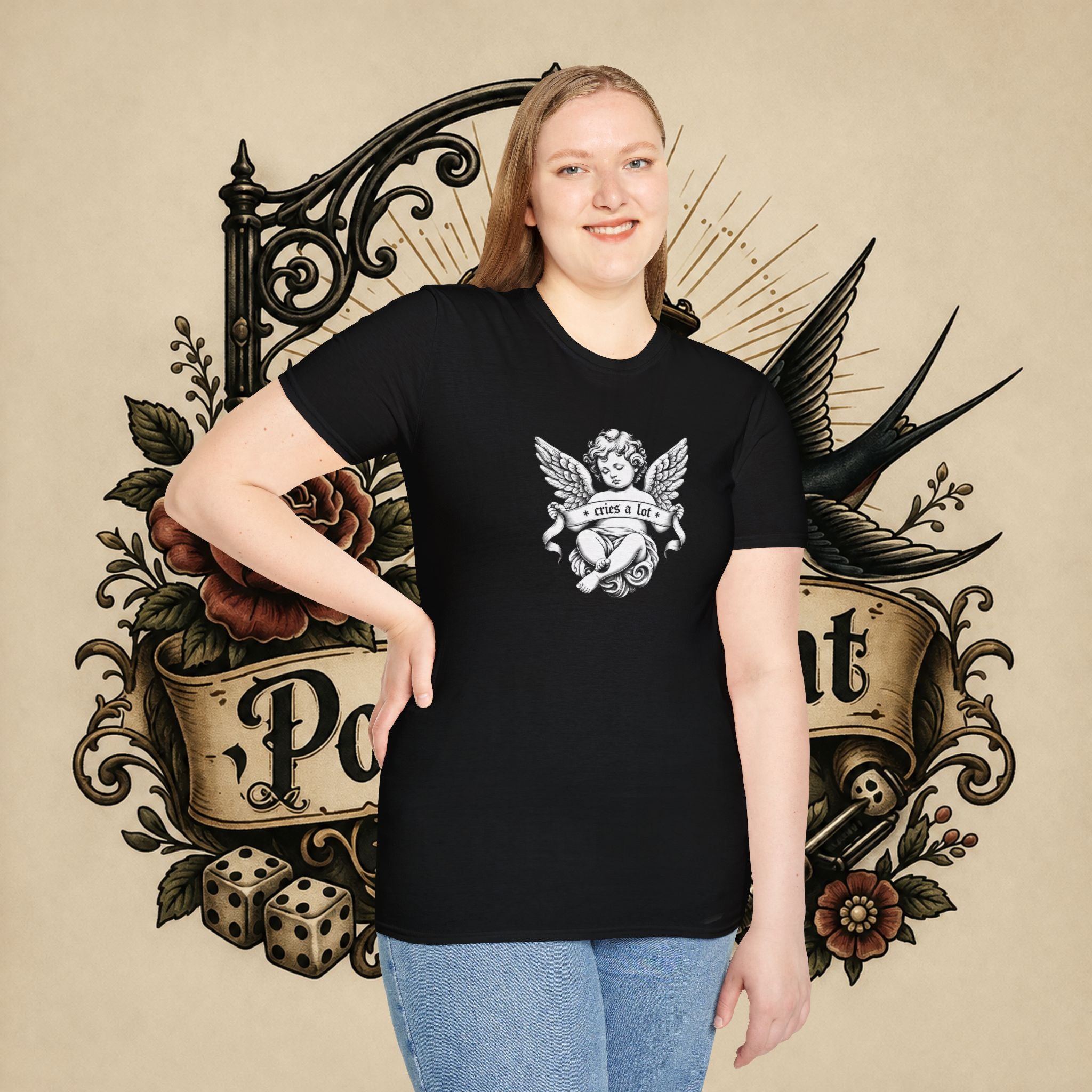 Cherub Angel Tee — 'Cries a Lot' Vintage Graphic T-Shirt