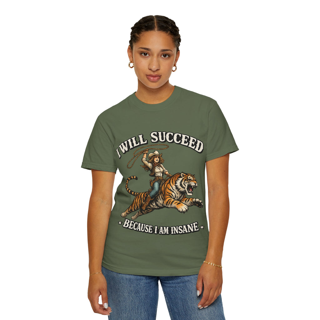I Will Succeed Tiger T-Shirt — Bold Vintage Rider Graphic Tee