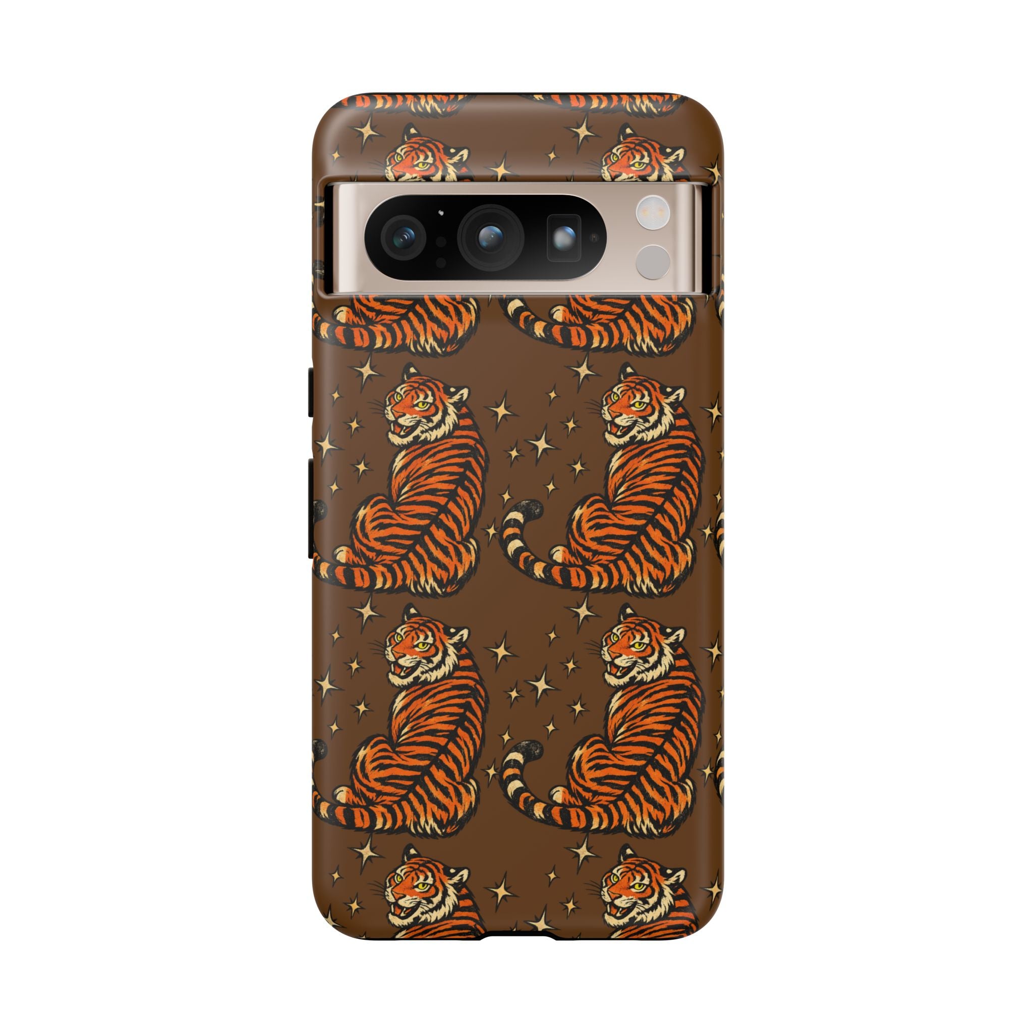 Tiger Pattern Phone Case — Retro Brown Vintage Tiger Print Tough Case
