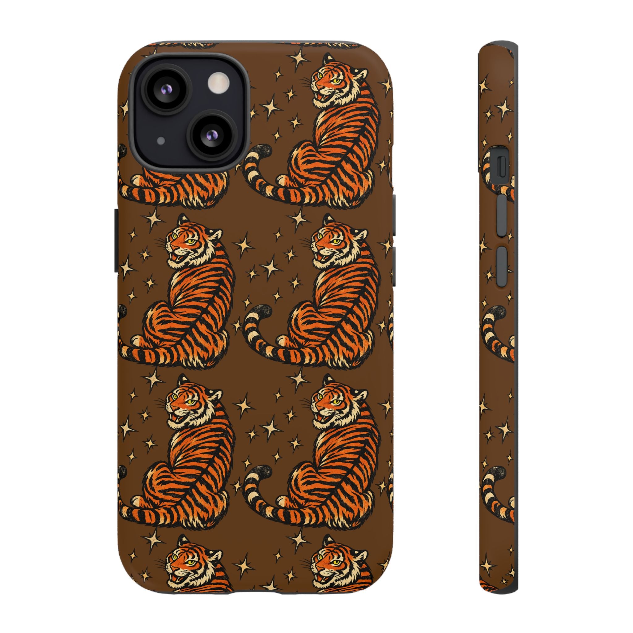 Tiger Pattern Phone Case — Retro Brown Vintage Tiger Print Tough Case