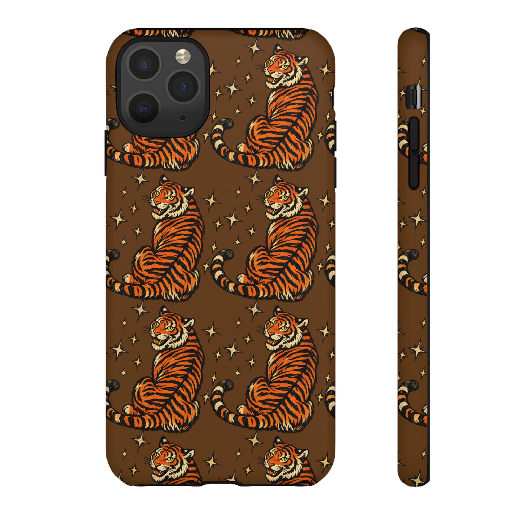 Tiger Pattern Phone Case — Retro Brown Vintage Tiger Print Tough Case