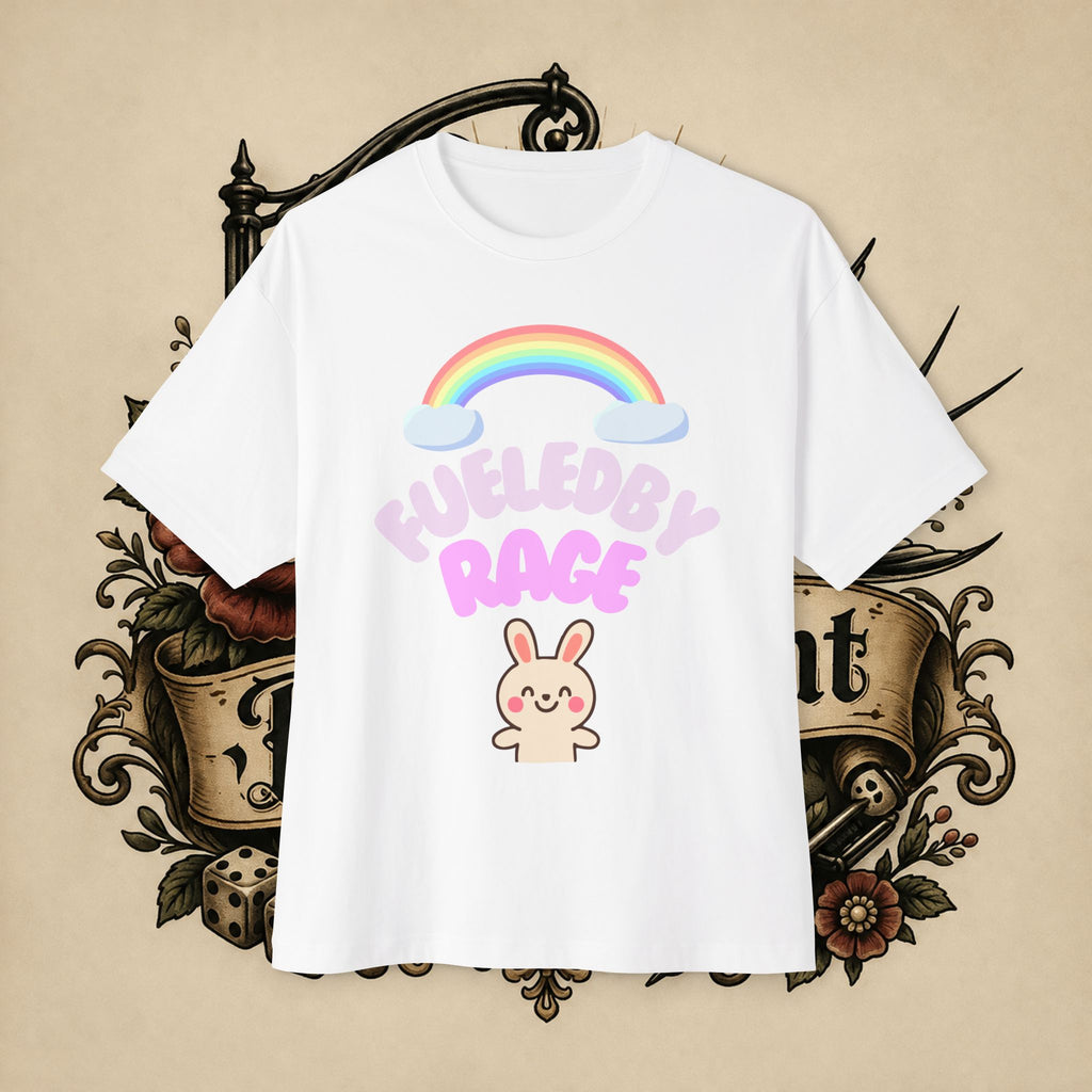 Fueled by Rage Tee | Cute Bunny Rainbow Illustration