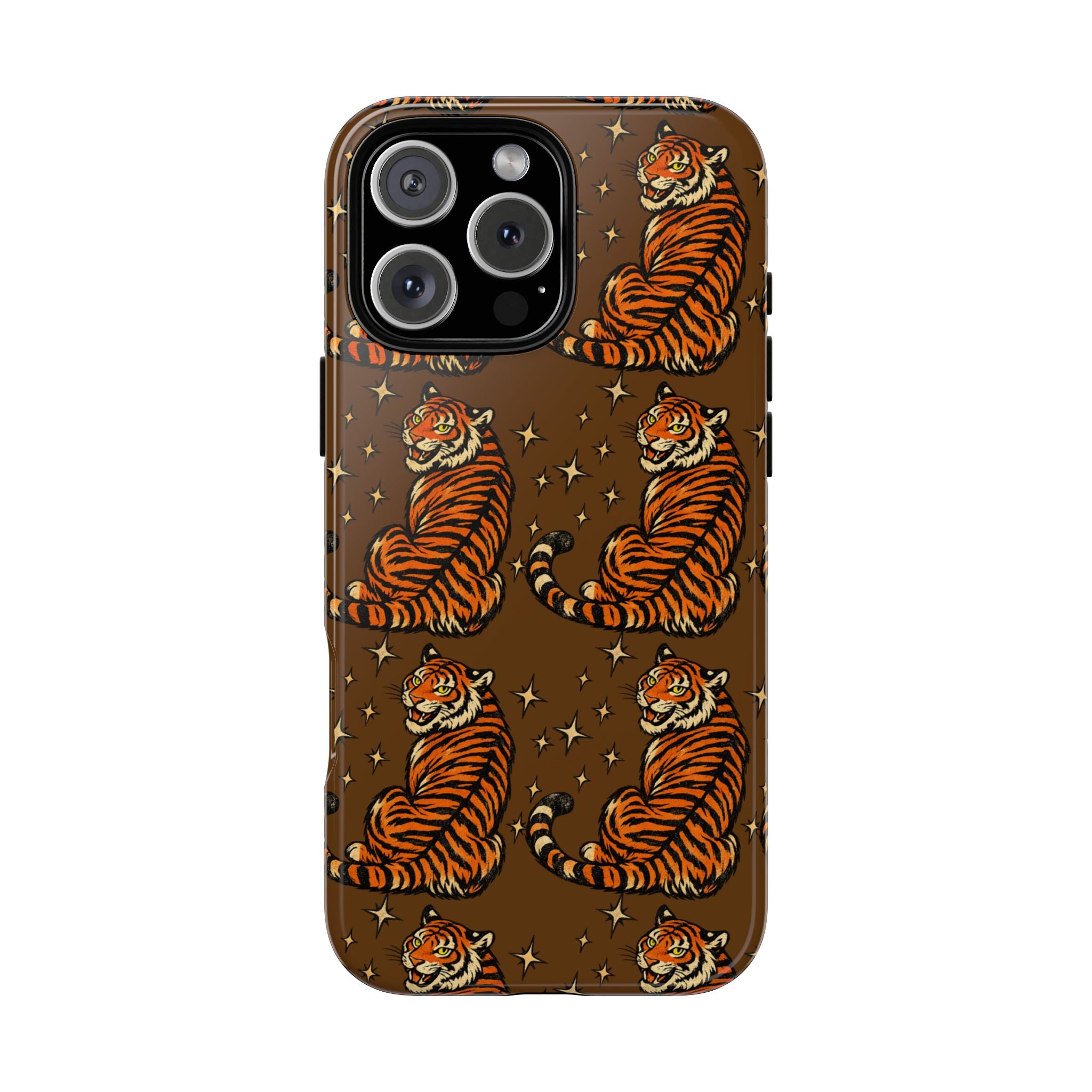 Tiger Pattern Phone Case — Retro Brown Vintage Tiger Print Tough Case