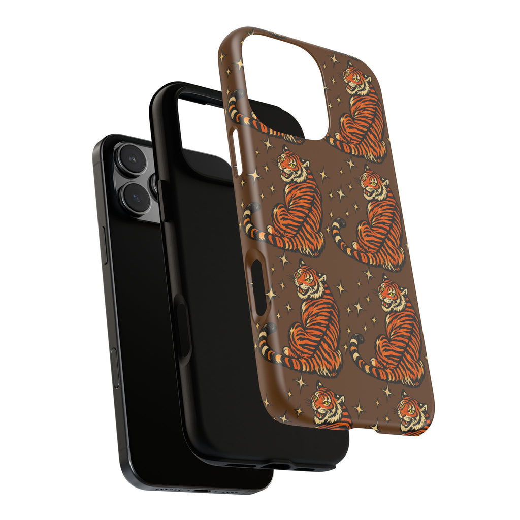 Tiger Pattern Phone Case — Retro Brown Vintage Tiger Print Tough Case