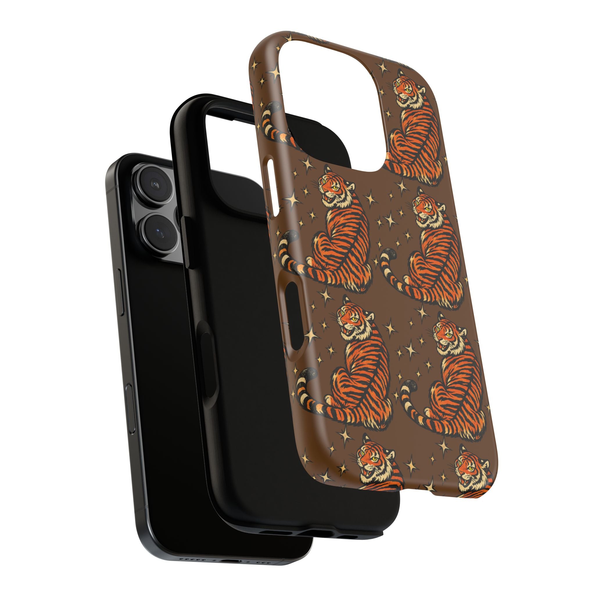 Tiger Pattern Phone Case — Retro Brown Vintage Tiger Print Tough Case