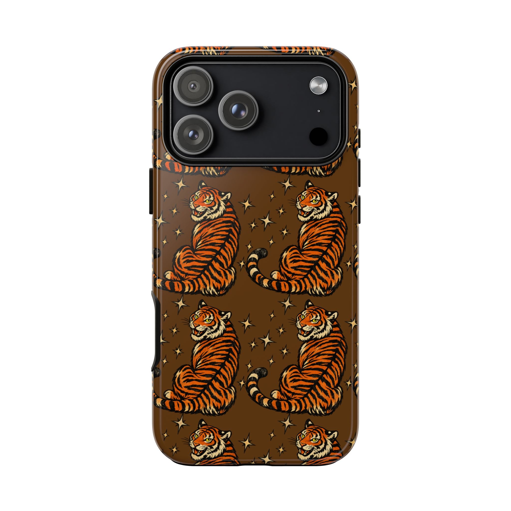Tiger Pattern Phone Case — Retro Brown Vintage Tiger Print Tough Case