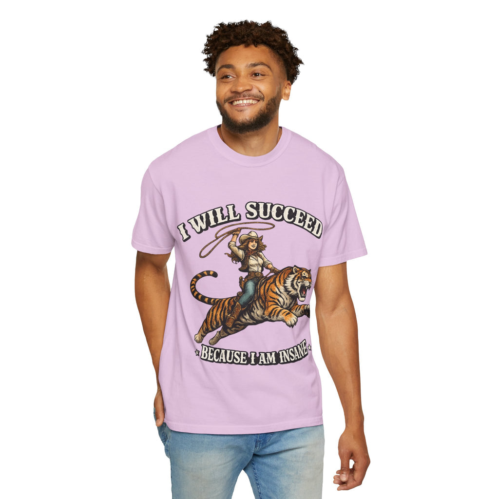 I Will Succeed Tiger T-Shirt — Bold Vintage Rider Graphic Tee