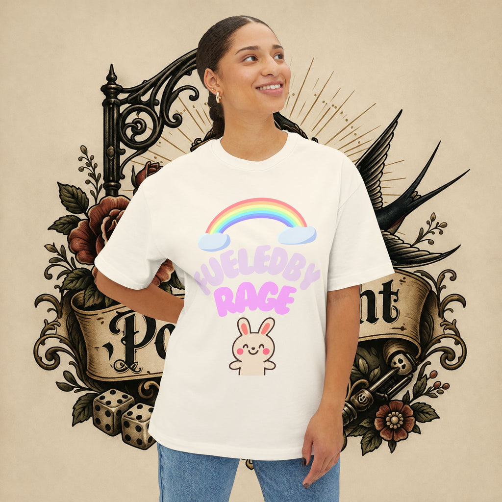 Fueled by Rage Tee | Cute Bunny Rainbow Illustration