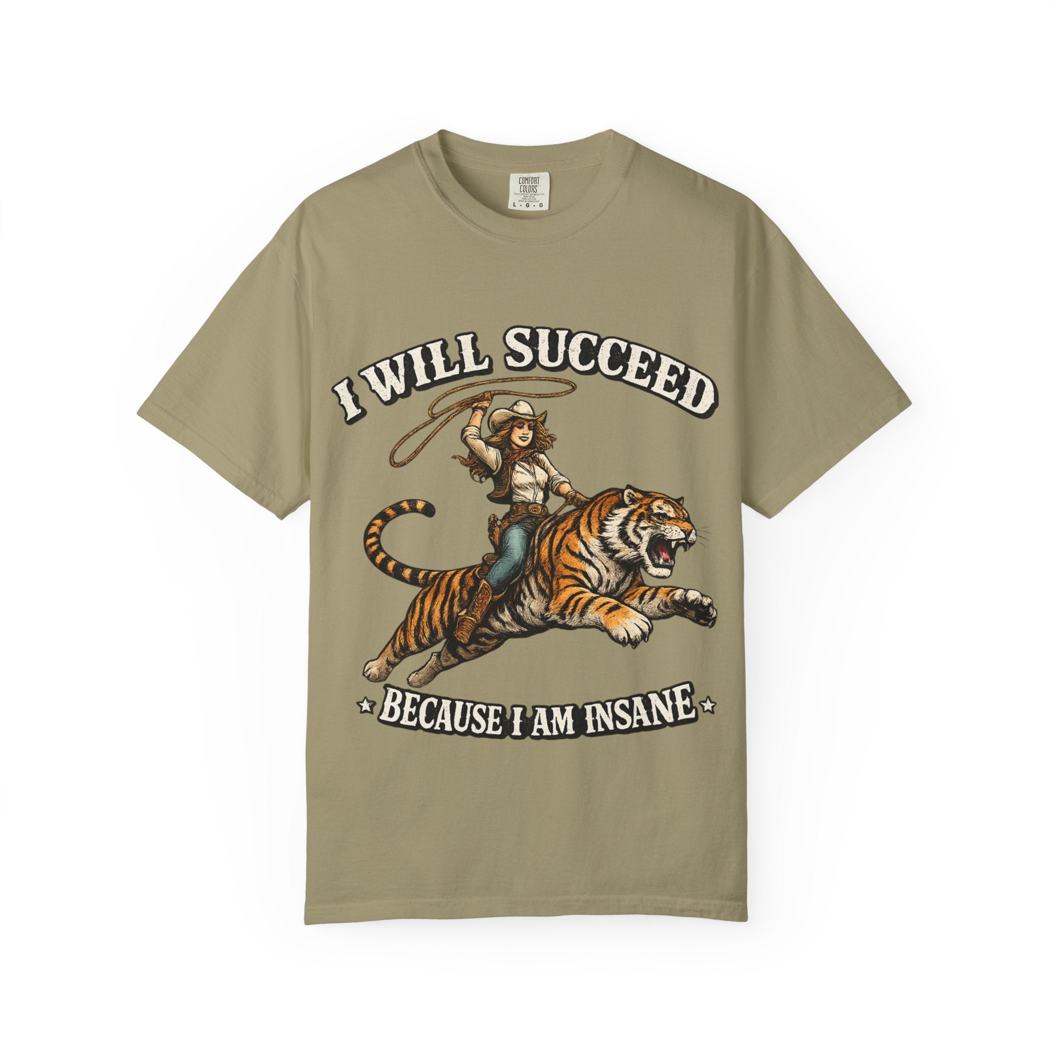 I Will Succeed Tiger T-Shirt — Bold Vintage Rider Graphic Tee