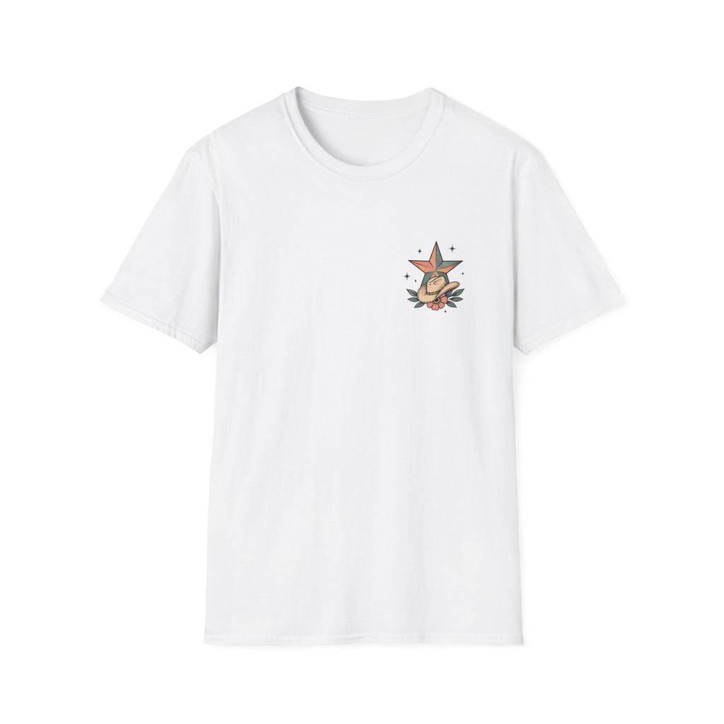 “I Will Succeed Because I’m Insane” Female Bull Rider Star Tee — Western Tattoo Pocket T-Shirt