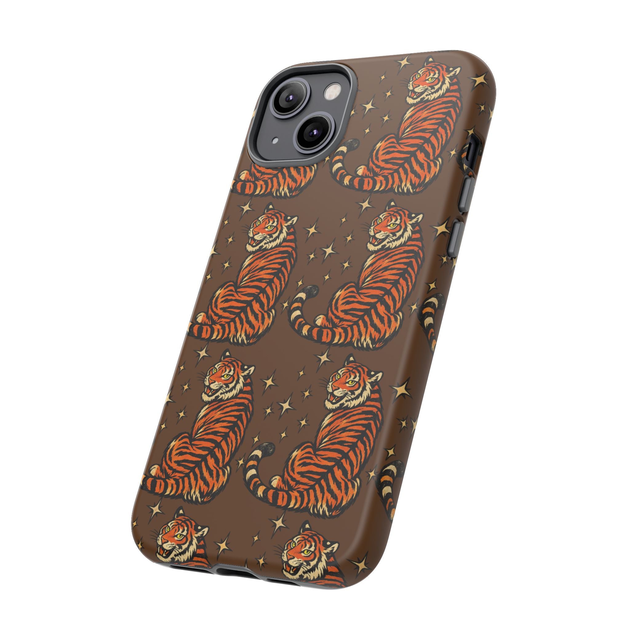 Tiger Pattern Phone Case — Retro Brown Vintage Tiger Print Tough Case