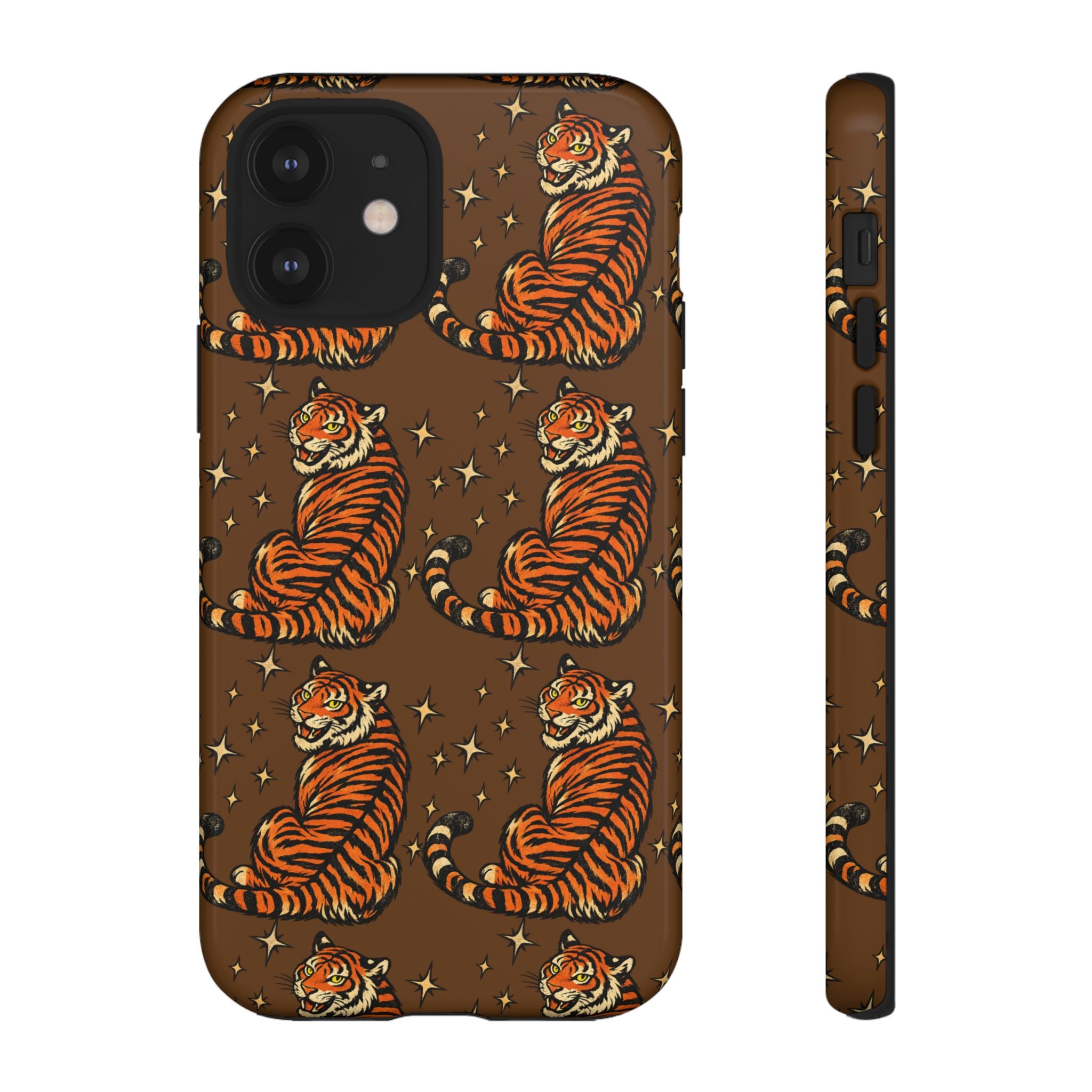Tiger Pattern Phone Case — Retro Brown Vintage Tiger Print Tough Case