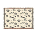 Halloween Doodle Ghosts & Pumpkins Woven Blanket — Cozy Spooky Throw for Fall Decor